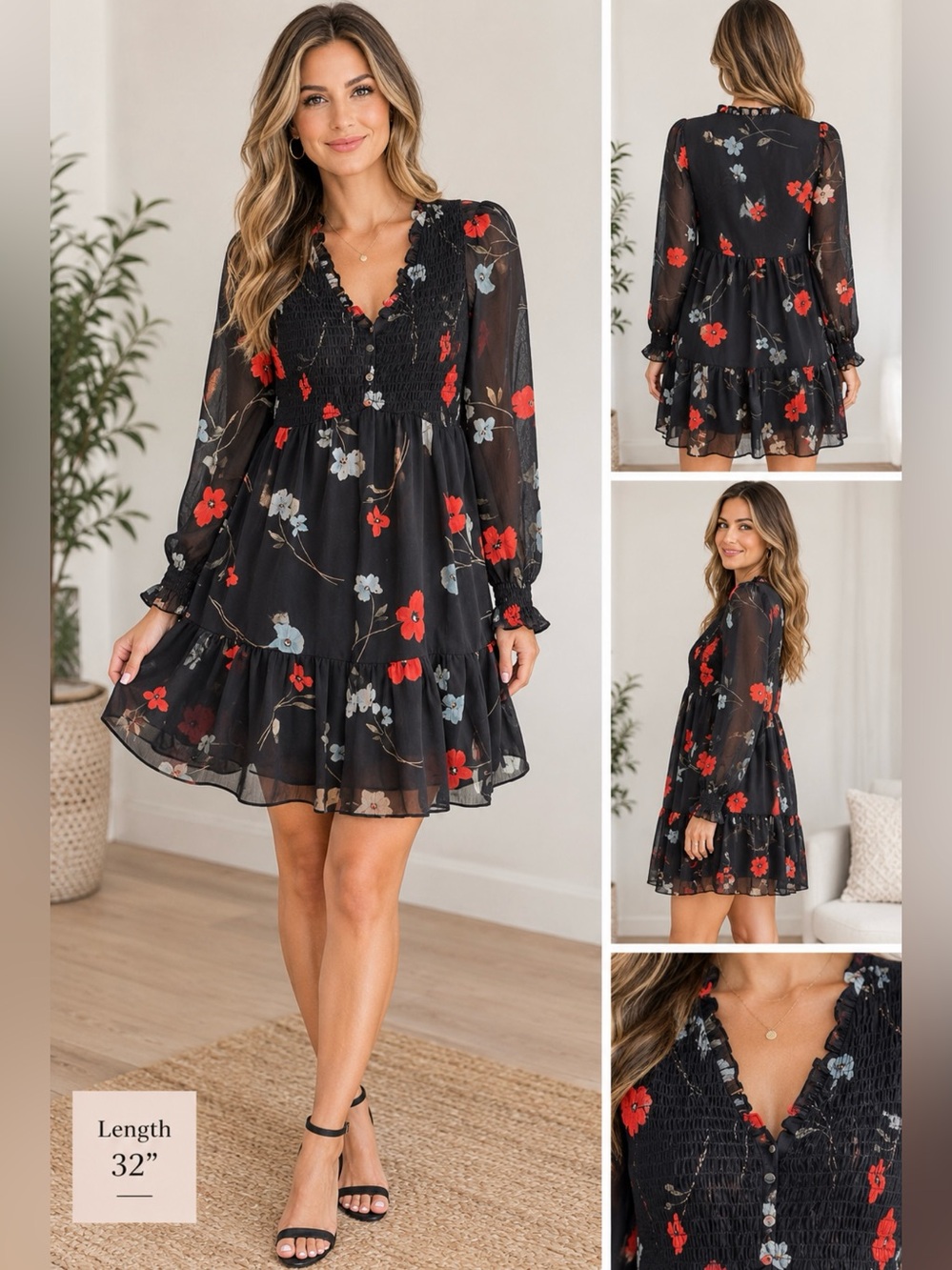 CeCe Floral Smocked Babydoll Dress 🌸
